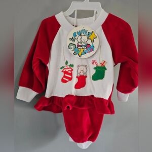 NWT Vintage 90s Velour Embroidered Chritmas Jogger Set 3/6 Months